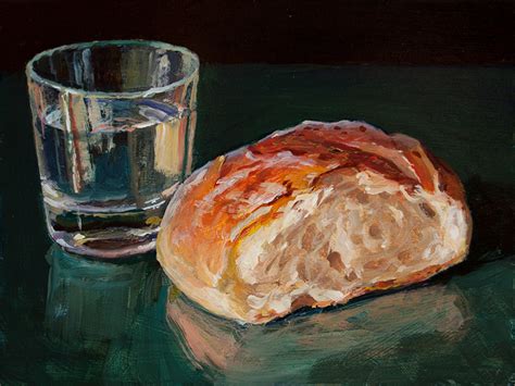 Wang Fine Art: bread and water still life painting a day