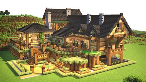 Minecraft - How to build a wooden mansion - YouTube