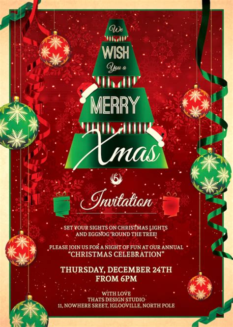 Christmas Invitation Flyer Template PSD Design editable with photoshop 7