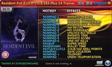 Resident Evil 6 Trainer +14 v1.0 - 1.0.6.165 FLiNG - download cheats ...