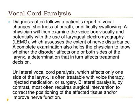 Causes, Diagnosis, and Treatment of Vocal Cord Paralysis