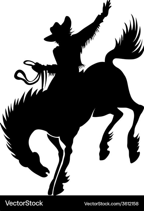 Cowboy at rodeo silhouette Royalty Free Vector Image