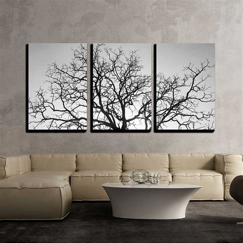 wall26 - 3 Piece Canvas Wall Art - Dead Tree Branch, Black and White ...