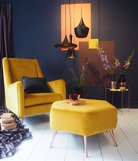 ' Wing' chair in mustard velvet, £379, DFS Living Room Interior, Living ...