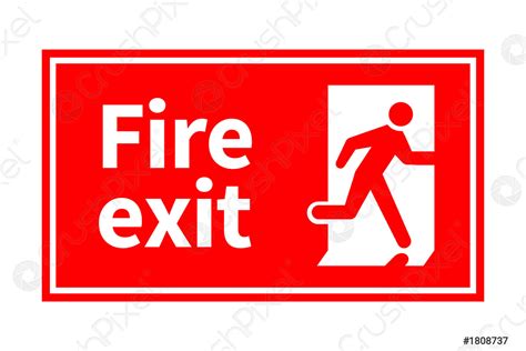 Emergency fire exit red sign with running man on white - stock vector ...