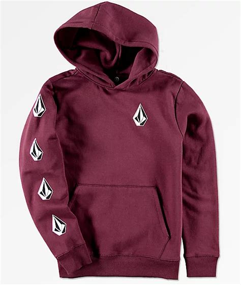 Volcom Boys Supply Stone Burgundy Hoodie | Zumiez.ca