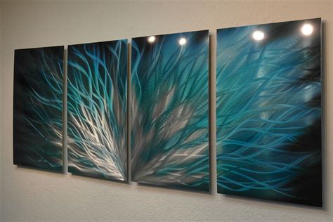 Fiamma Teal - Abstract Metal Wall Art Contemporary Modern Decor ...