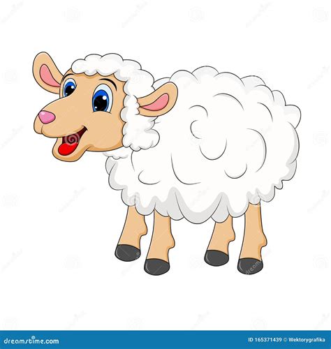 Sheep Cartoon Mascot Character Standing for Farm Concept. Happy Vector ...