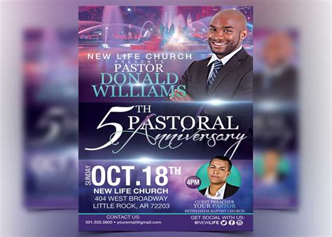 Pastor Anniversary Flyer Template | FlyerThemes