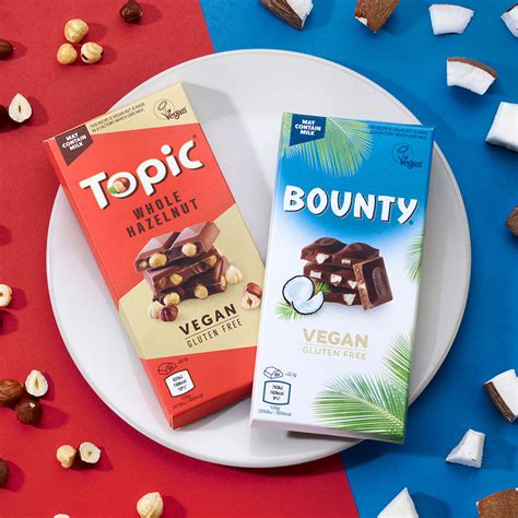 Mars expands vegan range with new vegan Bounty and Topic chocolate bars