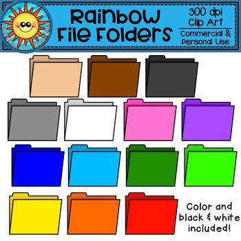 Rainbow File Folder Clip Art by Deeder Do Designs | TpT