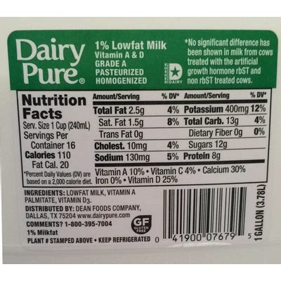 Calories in 1% Milk - 1 cup from USDA