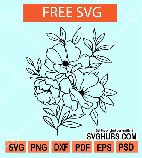 Flower bouquet svg free, Wildflower svg free, Free Bouquet Flower SVG ...