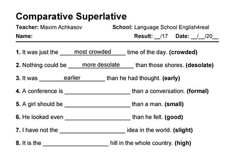 Comparative & Superlative | English grammar fill in the blanks ...