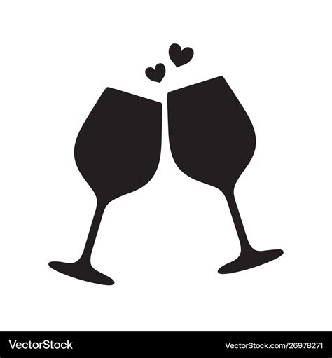 Silhouette two sparkling glasses wine Royalty Free Vector