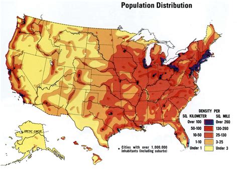 USA Population density map free large scale United States