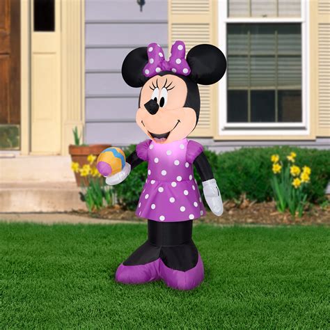 Gemmy Air blown Easter Disney Minnie Mouse In Polka Dot Dress Holding ...