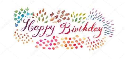 Watercolor hand lettering happy birthday typography illustration ...