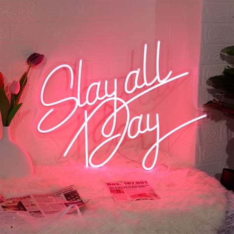 Slay All Day Neon Sign Neon Sign Bedroom Neon Sign Wall Decor Bedroom ...