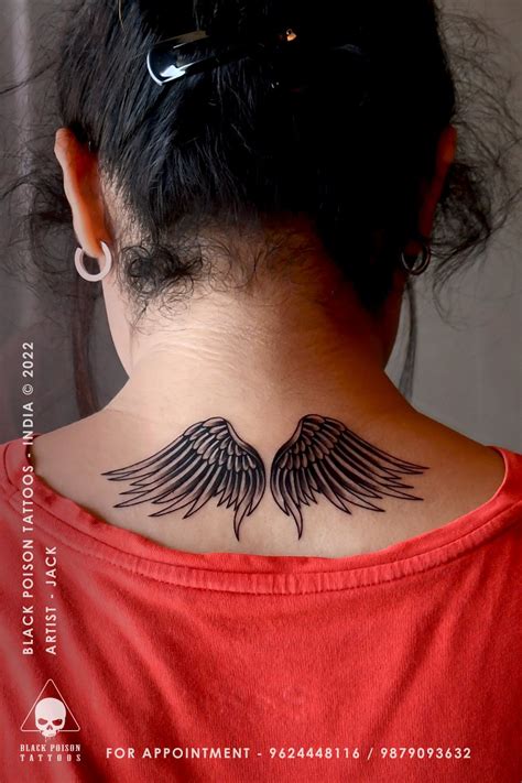 Wings Tattoo on Back - Black Poison Tattoos