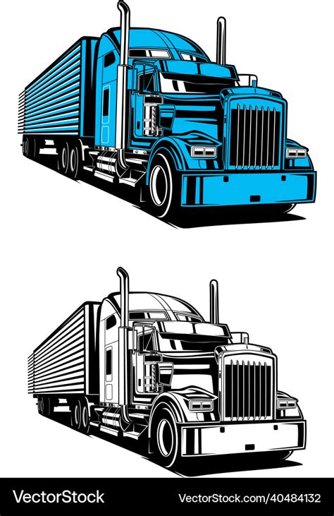 Bundle set semi truck silhouette Royalty Free Vector Image