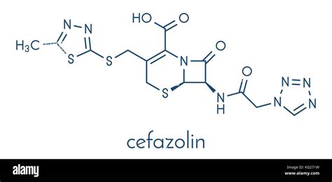 Cefazolin antibiotic drug molecule (cephalosporin, first generation ...