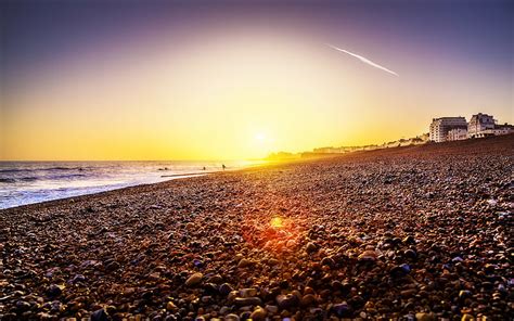 HD wallpaper: Brighton Beach Sunset, sky, land, architecture, nature ...