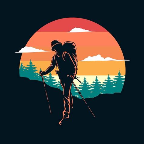 Premium Vector | Hiking silhouette illustration