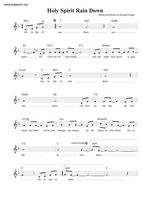 Spiritual-Holy Spirit Rain Down Sheet Music pdf, - Free Score Download ★