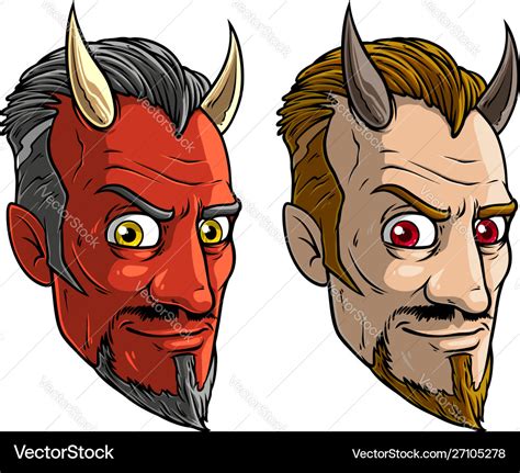 Cartoon sly red devil man with horns and beard Vector Image