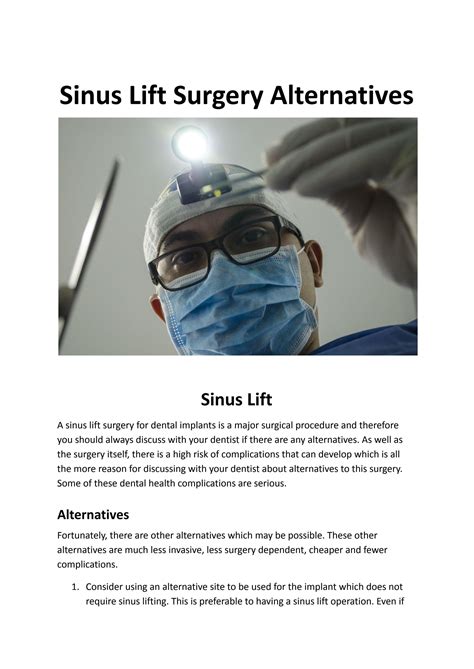 Sinus Lift Surgery Alternatives by Mitch Vanhille - Issuu