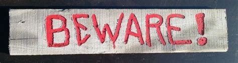 The Beware Halloween Sign in grey/red hand crafted from | Etsy ...