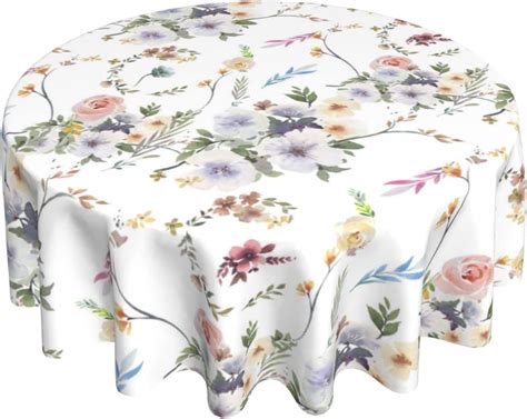 Amazon.com: Rustic Round Floral Tablecloth 60 Inch Waterproof Flowers ...