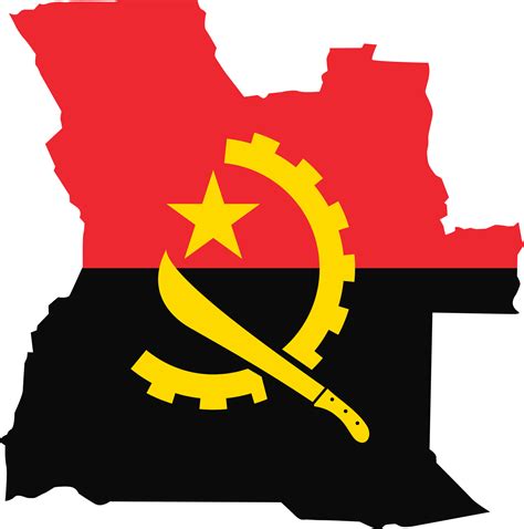 Angola map city color of country flag. 12096537 PNG