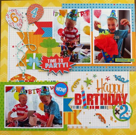 Happy Birthday x2 | Birthday scrapbook layouts, Birthday scrapbook ...