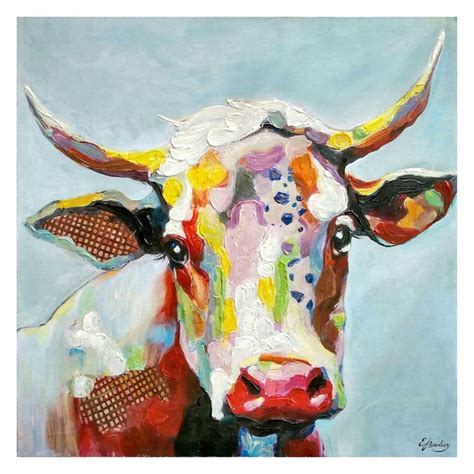 At Home :: 50 X 50-in Colorful Cow Canvas | Designing OUR Space ...