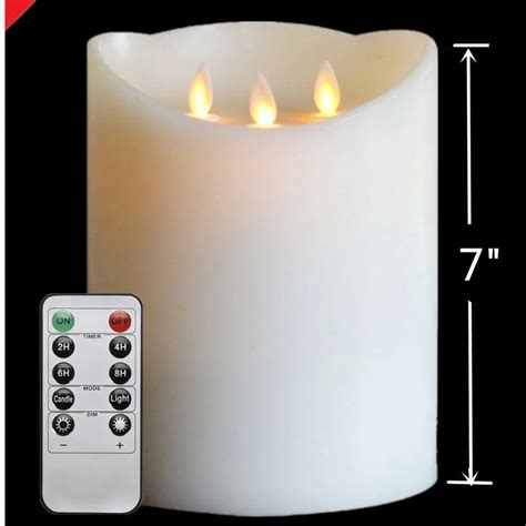 3 Wick Flameless Real Wax Pillar LED Candles Battery Operated ...