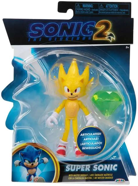 Sonic The Hedgehog 2 Movie Super Sonic 4 Action Figure Master Emerald ...