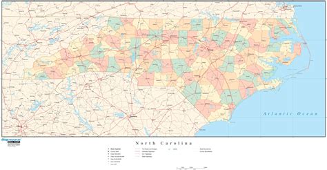 North Carolina Wall Map with Counties by Map Resources - MapSales