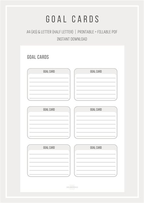 Goal Cards Goal Setting Printable Goal Card Motivation - Etsy in 2023 ...