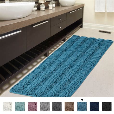 Striped Bath Mat Runner Shag Original Luxury Chenille Bathroom Rug Mat ...