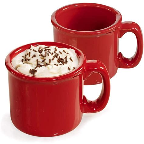 Red Coffee Mug - Ceramic - set of 2 - Cozy Hot Tea Milk Chocolate Cocoa ...