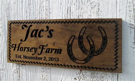 Personalized Horse Ranch Sign with Horse Shoes, Custom Horse Stable ...