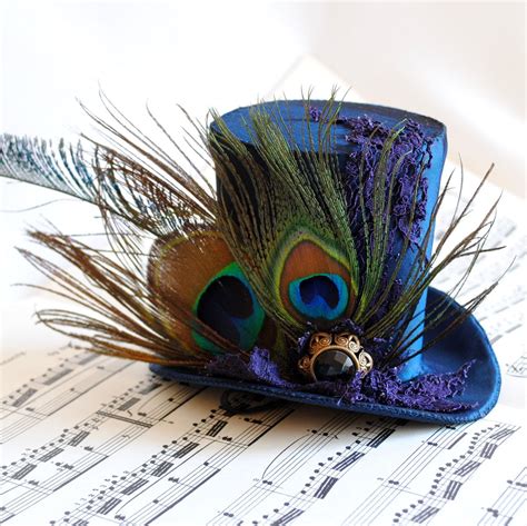 Victorian Mini Top Hat with Peacock Feathers - The Vanity Fair - Ready ...