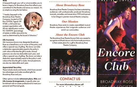 2023 – Encore Club Brochure | Broadway Rose Theatre Company