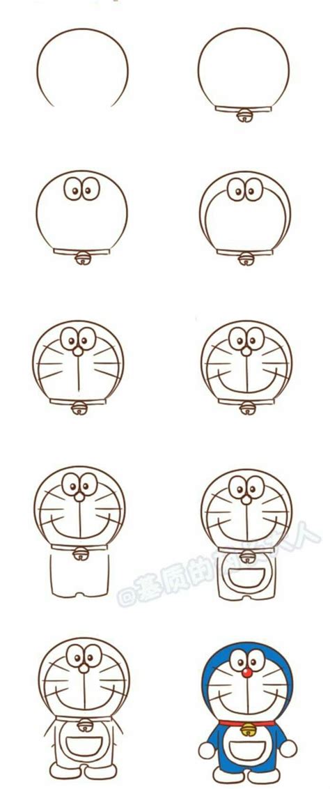 Draw Doraemon Step | Easy cartoon drawings, Cute easy drawings, Cartoon ...