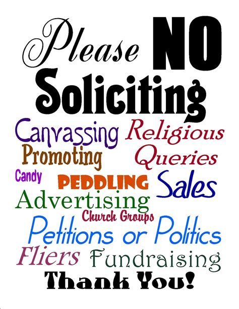 Free Printable No Soliciting Sign