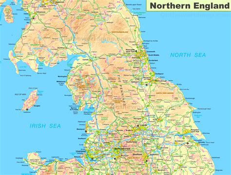 Map of Northern England - Ontheworldmap.com