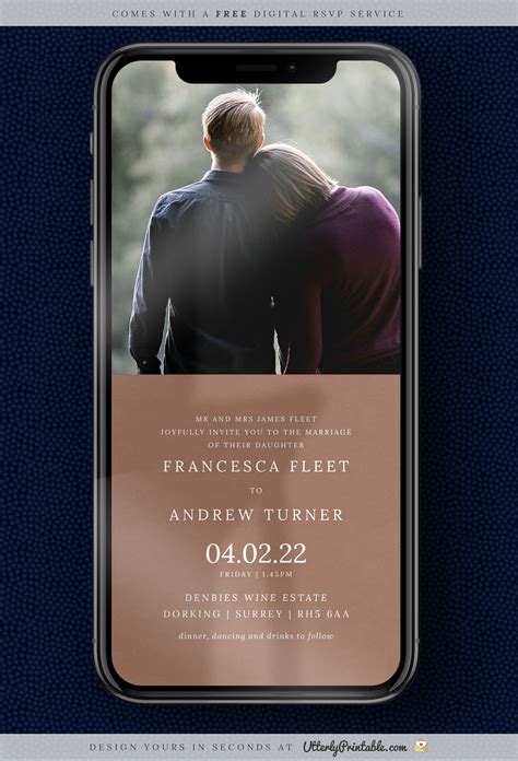 Electronic Wedding Invitation ”Autumnal Photo“ (Digital … | Electronic ...