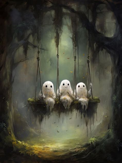 Cute Ghost Painting Victorian Gothic Cute Horror Creepy Goth Wall Art ...